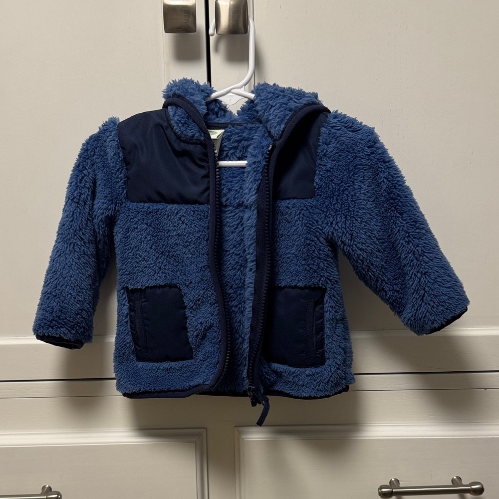 Little Me Fuzzy Navy Kids Puffer Jacket